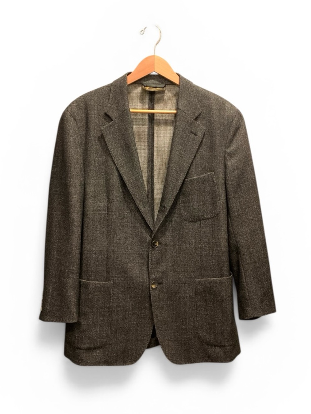 LORO PIANA Black Grey Wool Herringbone Blazer